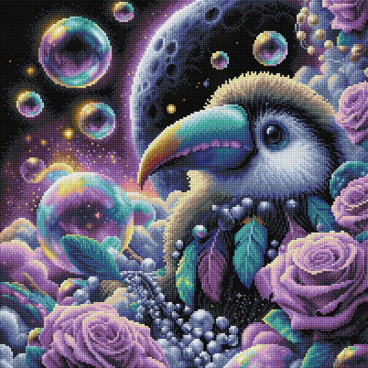 Diamond Painting Bild "Galaxie Bird" von AI-Artist Sandrietta.ai 50x50cm (inkl. Metallic) TSS-822