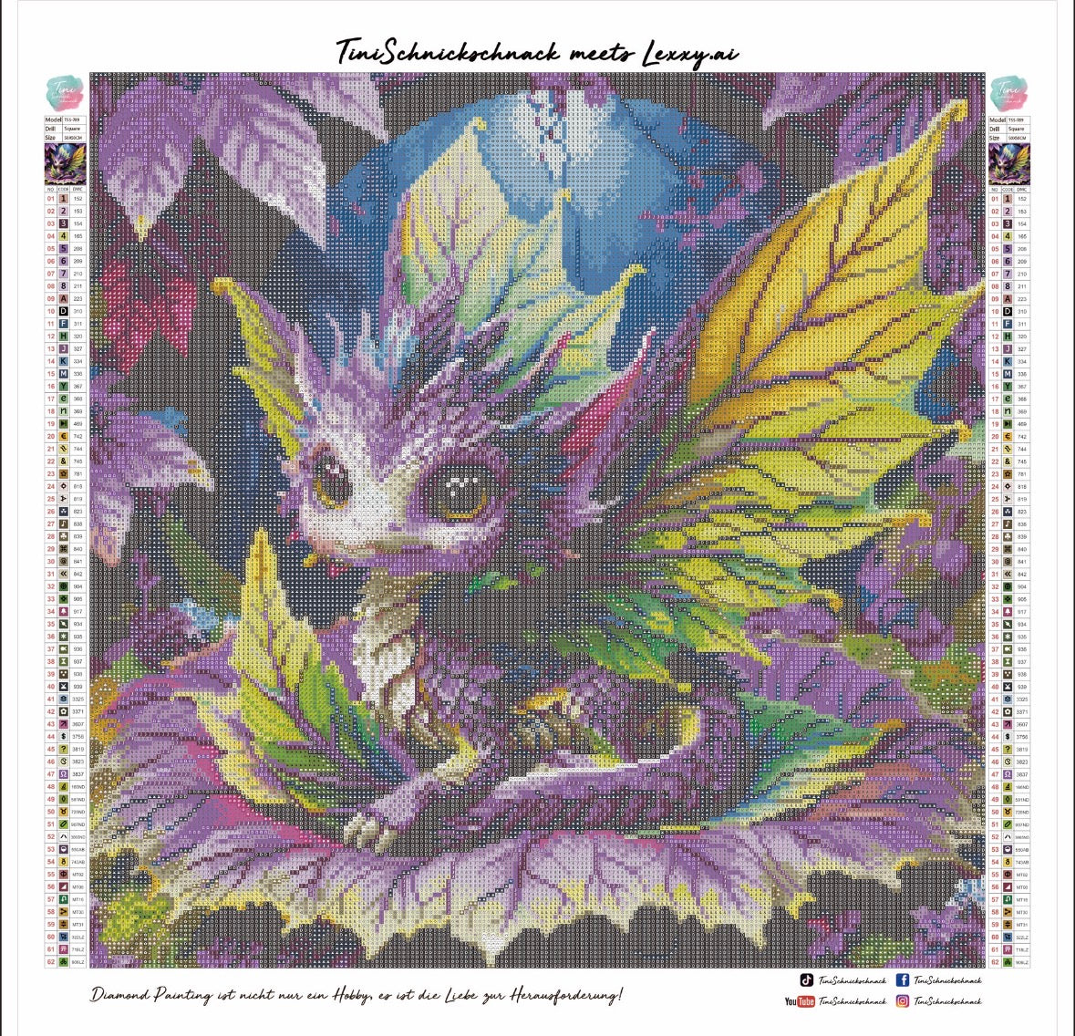 Diamond Painting Bild "Blätterdrache Baldor" von AI-Artist Lexxy (inkl. Feenstaub) 50x50cm TSS-789