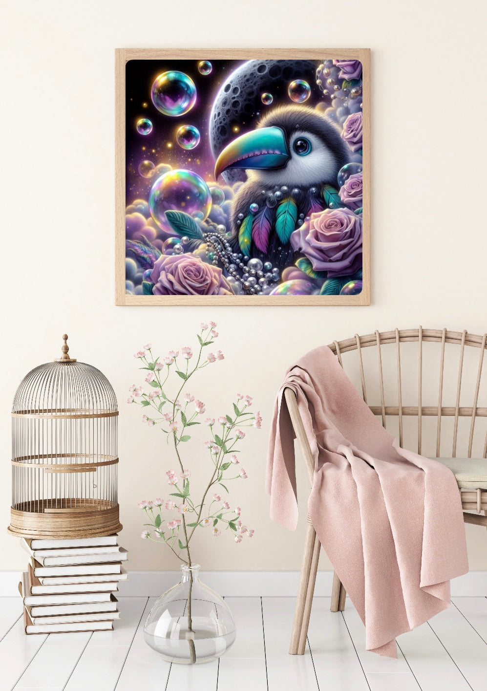 Diamond Painting Bild "Galaxie Bird" von AI-Artist Sandrietta.ai 50x50cm (inkl. Metallic) TSS-822