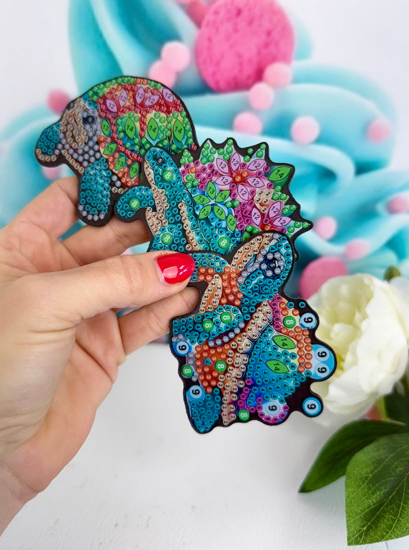 *VORVERKAUF! Diamond Painting Magnete "Bunte Schildkröten" 6Stk