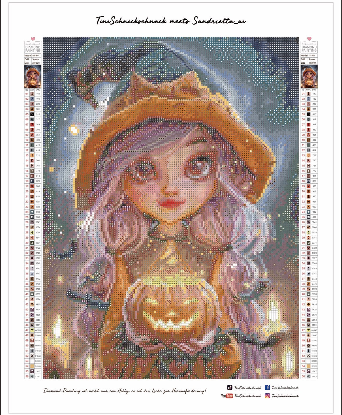 Diamond Painting Bild "Hexe Meggie" von AI-Artist Sandrietta_ai (inkl. Feenstaub) 30x40cm TSS-860