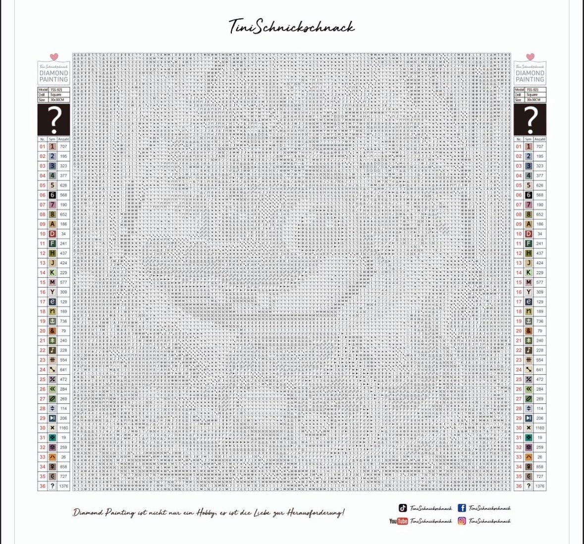 Diamond Painting Leinwand "Blanko" für eckige Steine (Achtung: ohne Steine, ohne Zubehör)