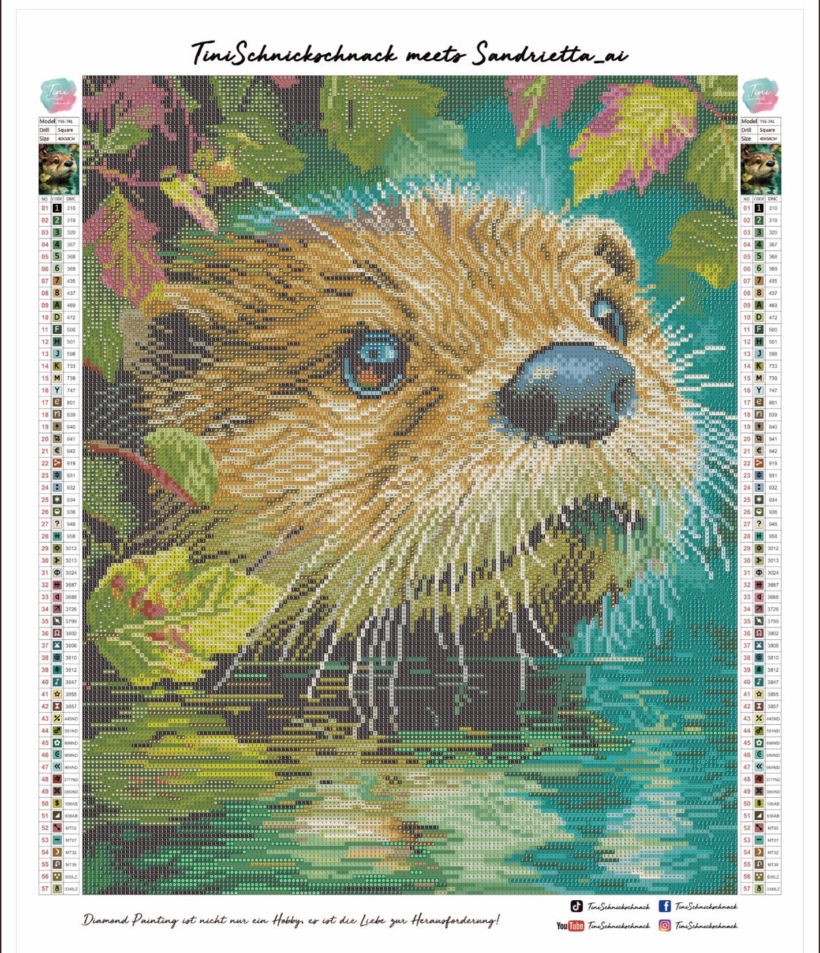 Diamond Painting Bild "Otter-Portrait" von AI-Artist Sandrietta_ai (inkl. Feenstaub) 40x50cm TSS-741