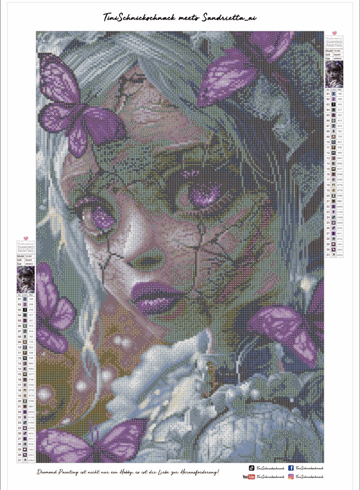 Diamond Painting Bild "Dark Violette" von AI-Artist Sandrietta_ai (inkl. Metallic) 40x60cm TSS-882