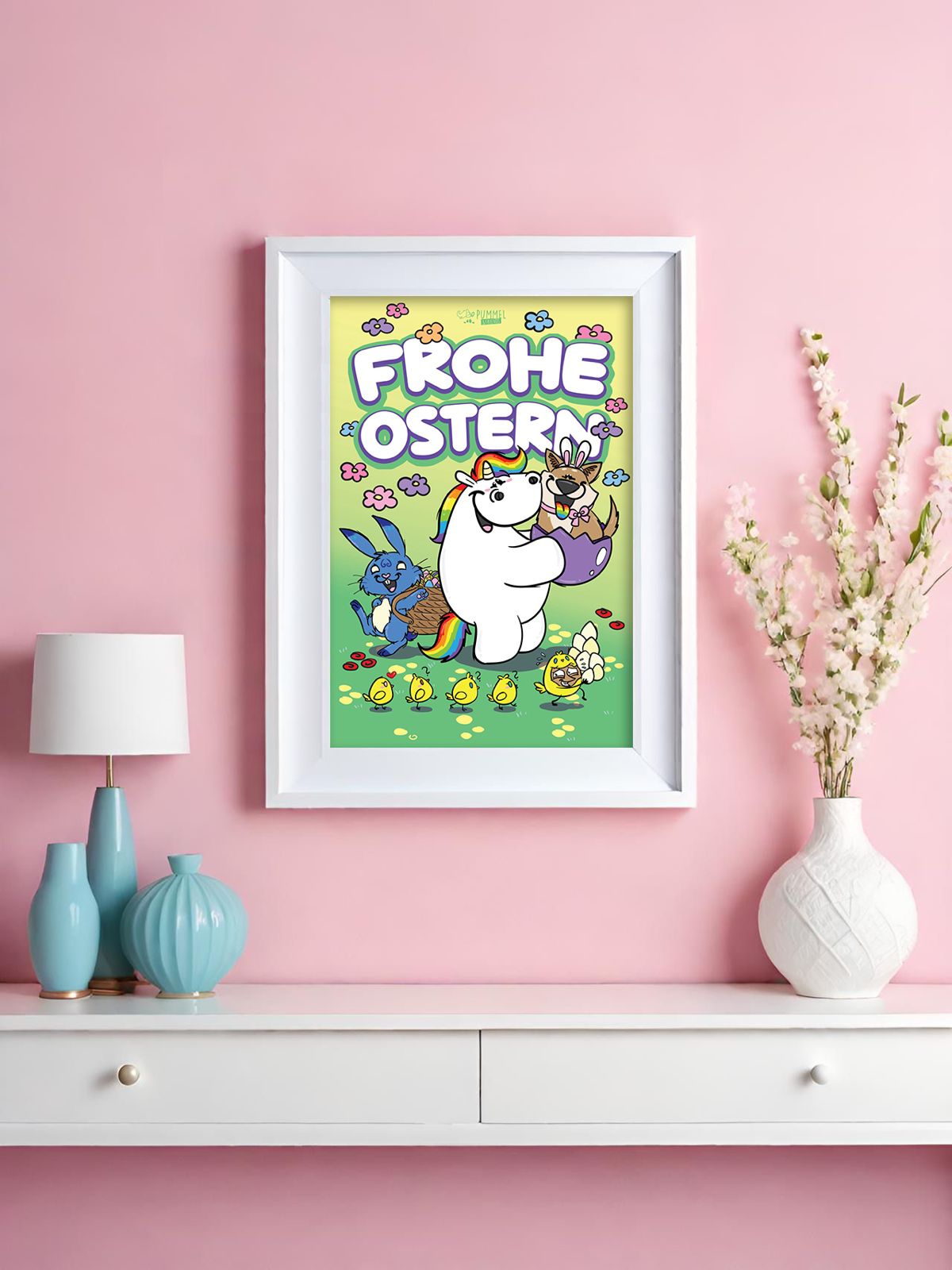 Diamond Painting Pummeleinhorn Bild: "Frohe Ostern" 30x40cm (Teilbild)