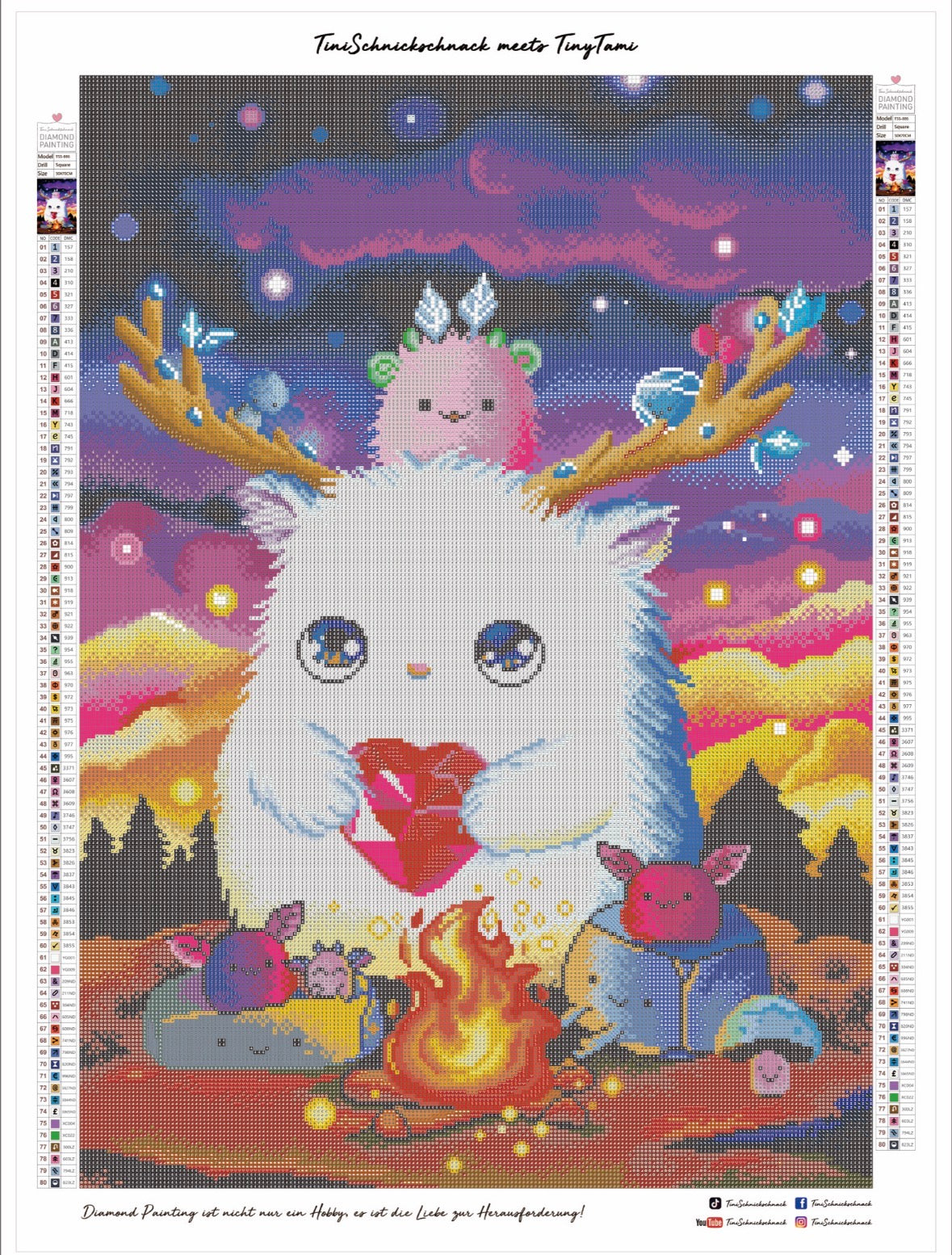 Diamond Painting Künstlerbild “Waldgeister am Lagerfeuer" von TinyTami 50x70cm (Sondersteine-Special) TSS-886