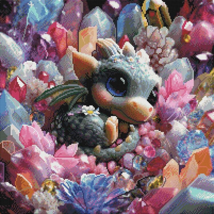 Diamond Painting Bild "Funkeldrache Joshi" von TiniSchnickschnack 50x50cm (Full Strass) TSS-832