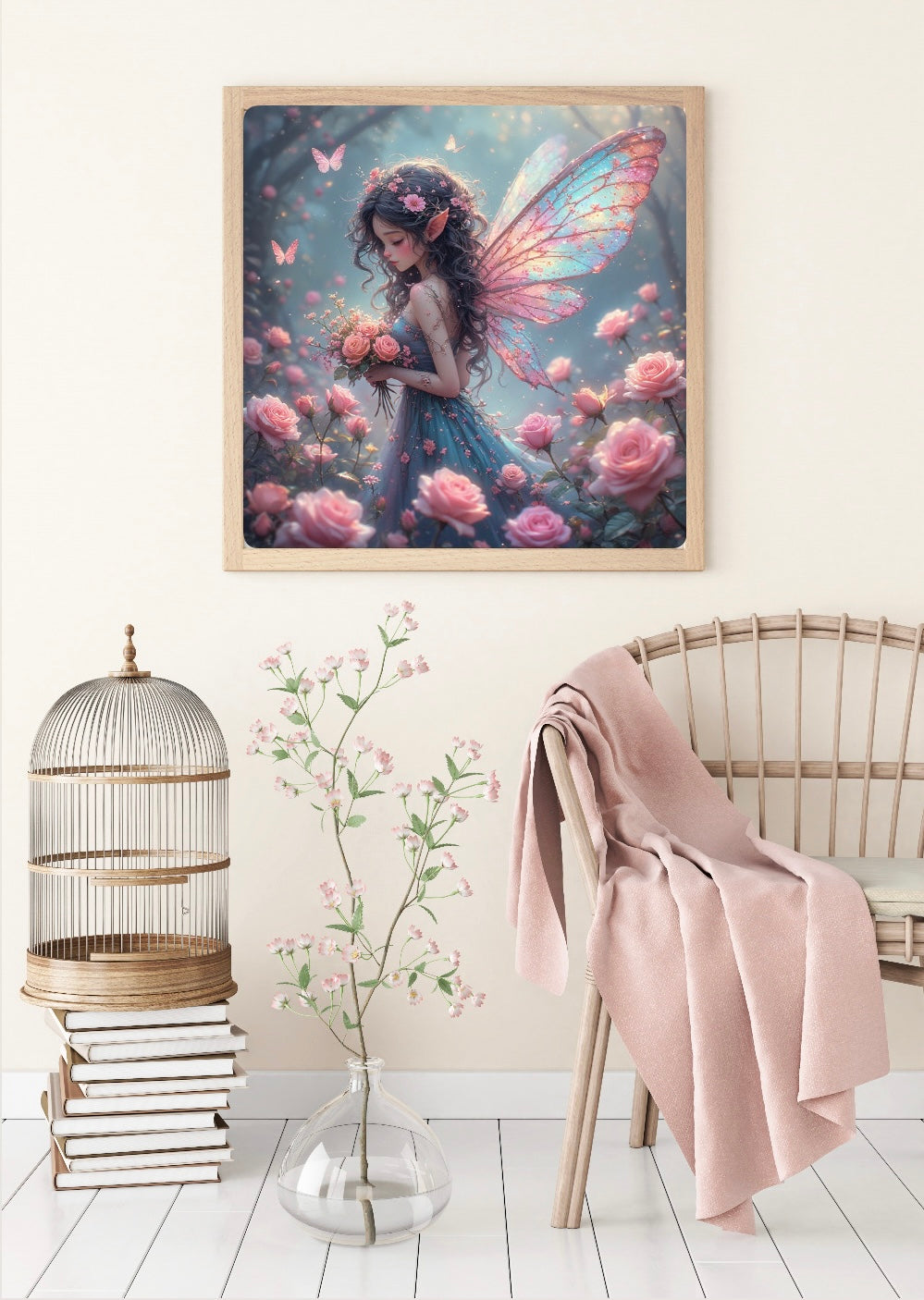 Diamond Painting Bild "Rosenfee" von AI-Artist Lexxy.ai 60x60cm (inkl. Feenstaub) TSS-791