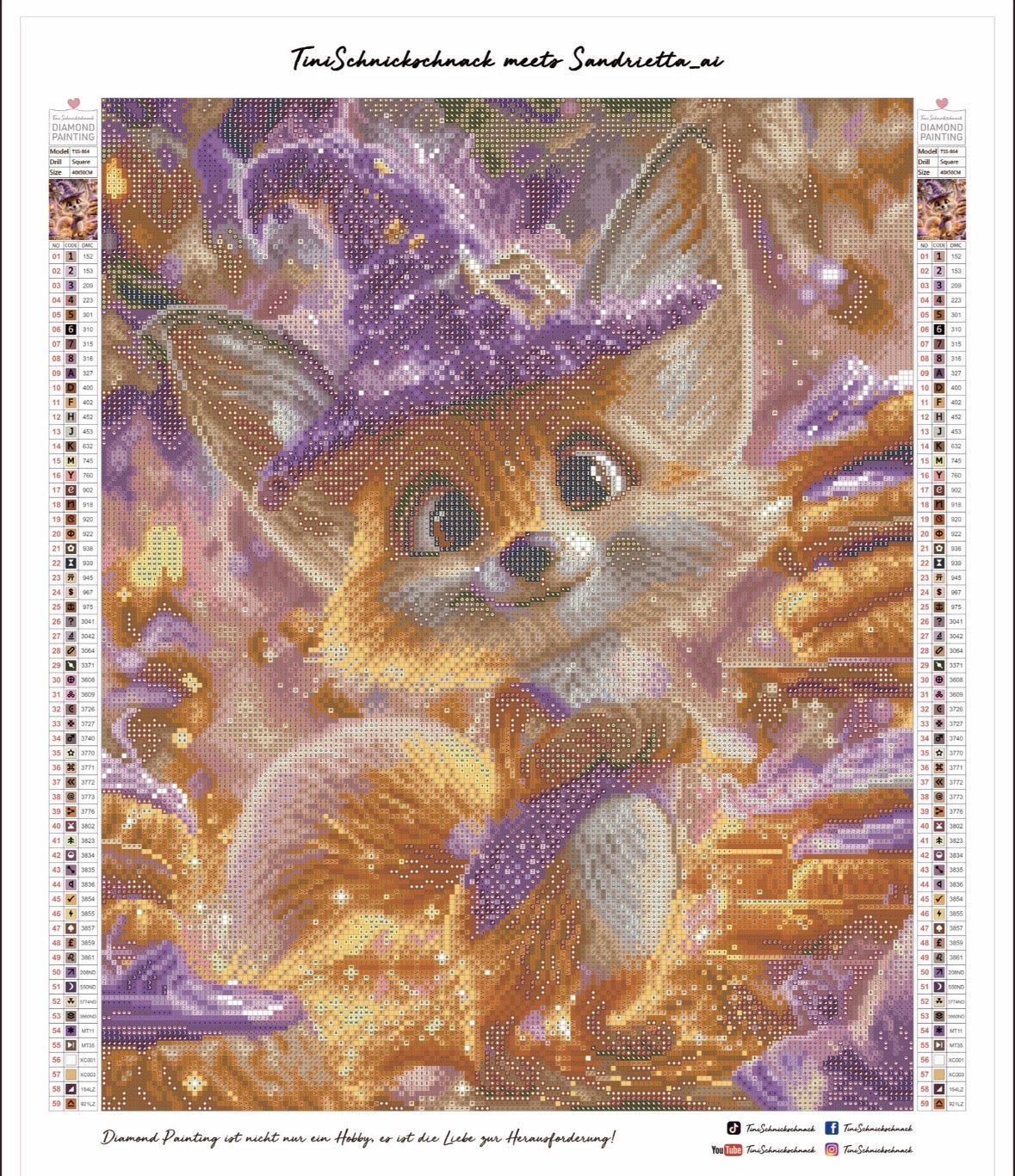 Diamond Painting Bild "Halloween Fuchs Merlin" von AI-Artist Sandrietta_ai (inkl. Feenstaub) 40x50cm TSS-864
