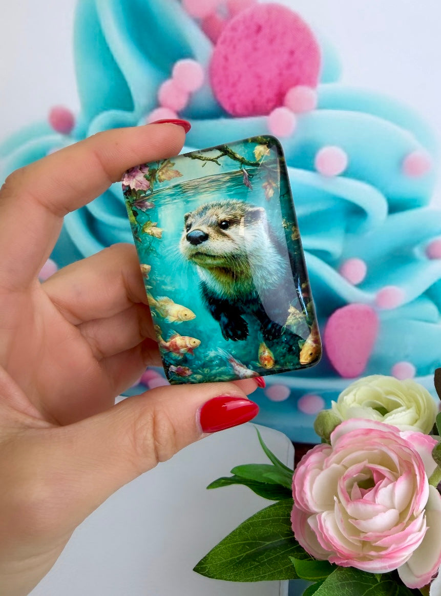 Diamond Painting Cover Minder "Otterglück im Goldfischteich" (CM)