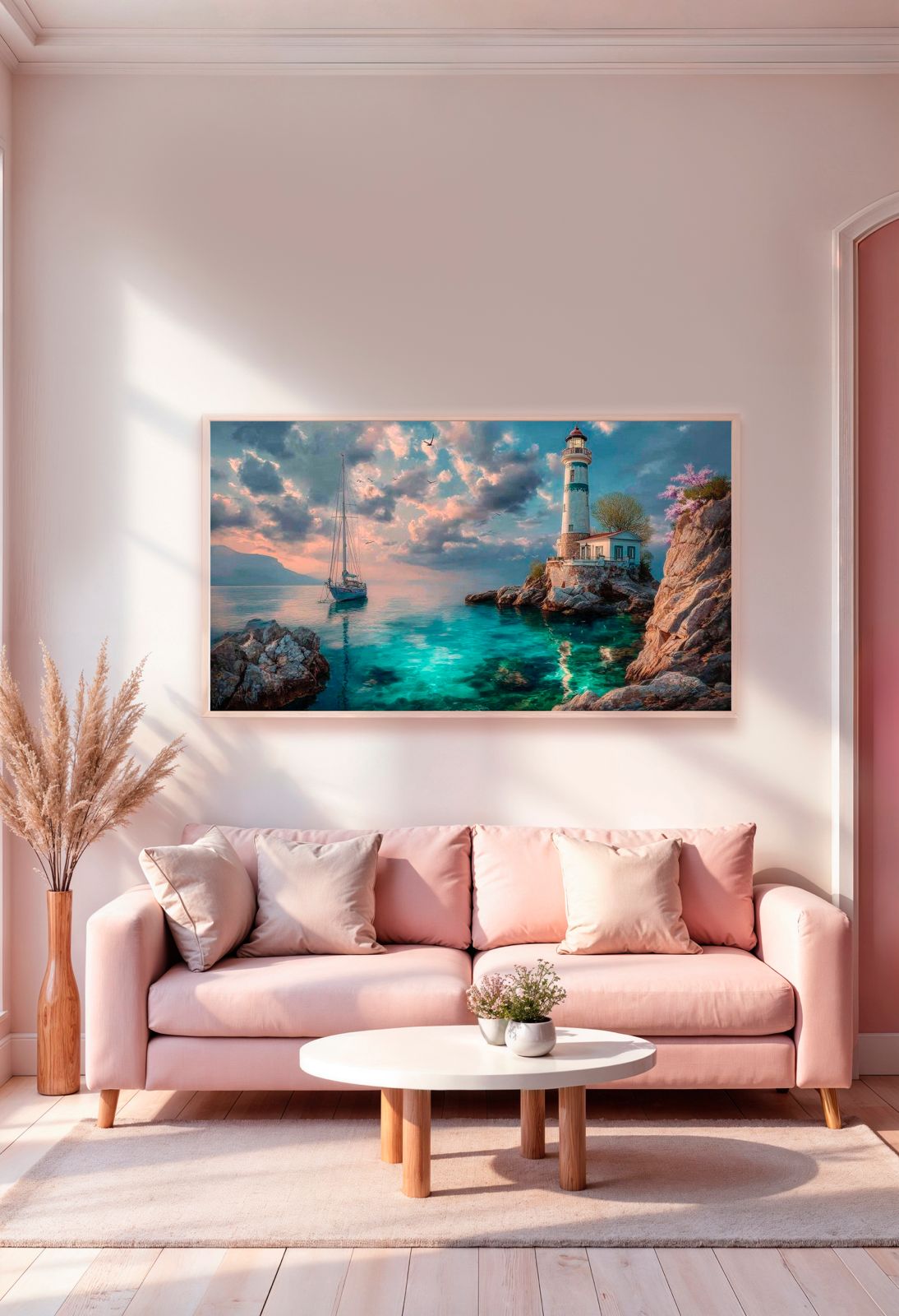 Diamond Painting Bild "Leuchtturm am Meer" von AI-Artist Sandrietta 50x90cm (Sondersteine Special) TSS-811