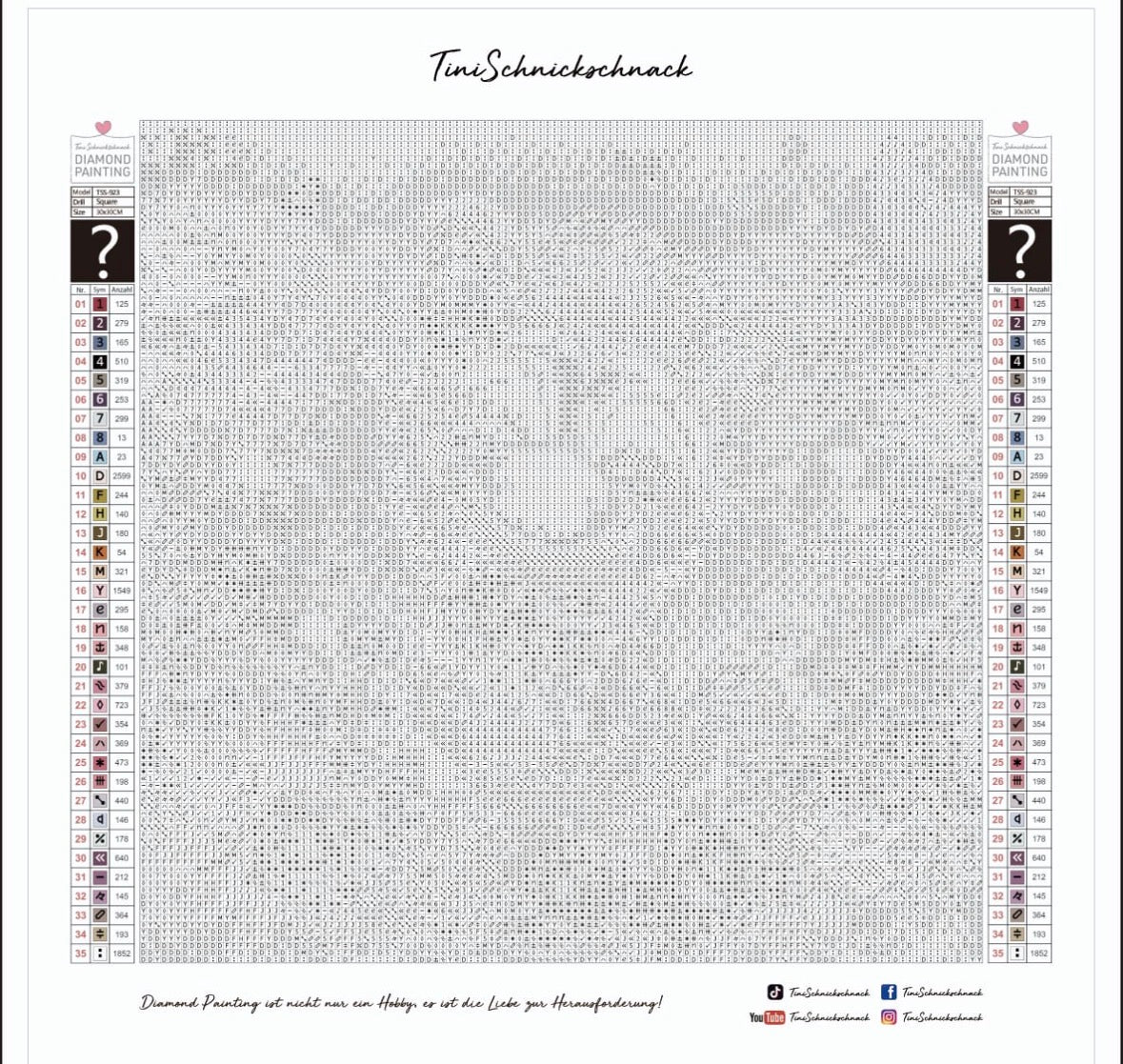 Diamond Painting Leinwand "Blanko" für eckige Steine (Achtung: ohne Steine, ohne Zubehör)