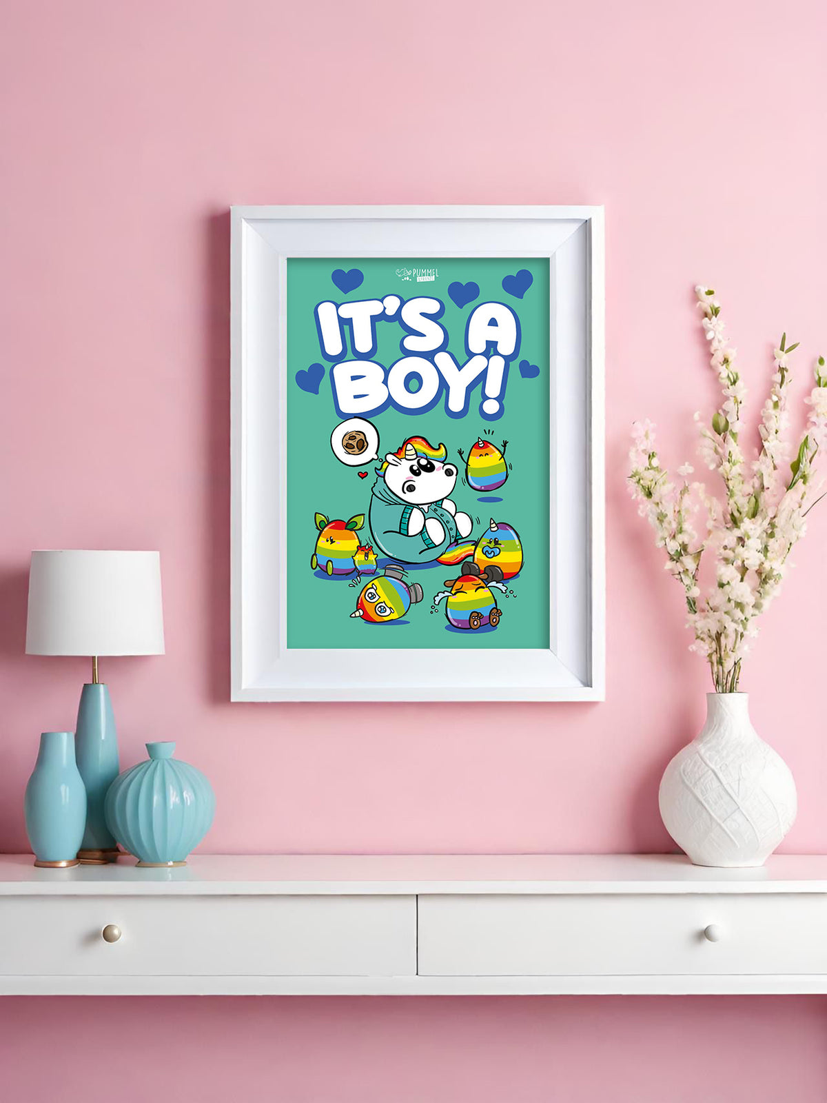 Diamond Painting Pummeleinhorn Bild: "It`s a Boy" 30x40cm (Teilbild)