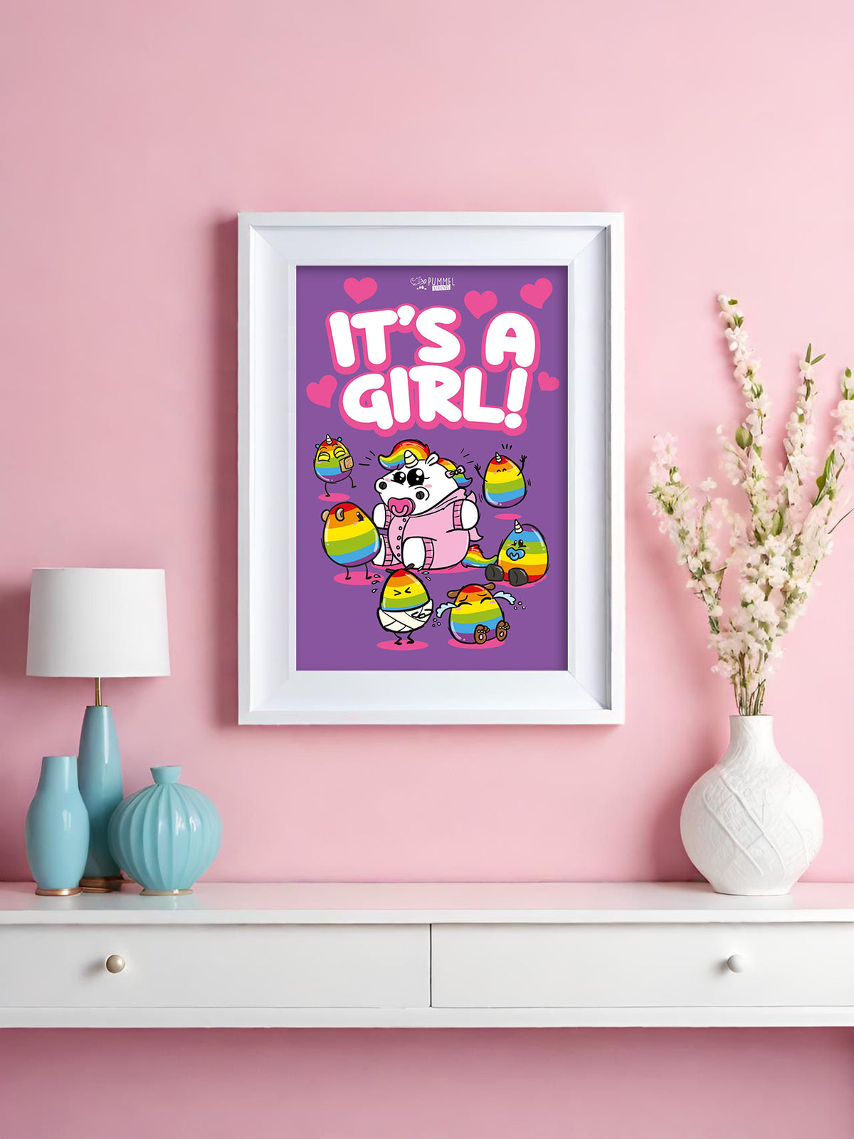 Diamond Painting Pummeleinhorn Bild: "It`s a Girl" 30x40cm (Teilbild)
