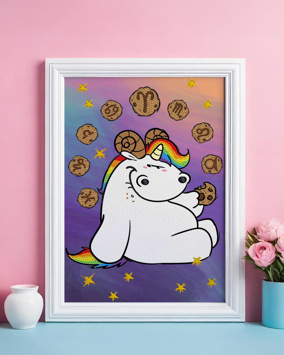 Diamond Painting Pummeleinhorn Sternzeichen Bild: "WIDDER" 30x40cm (Teilbild)